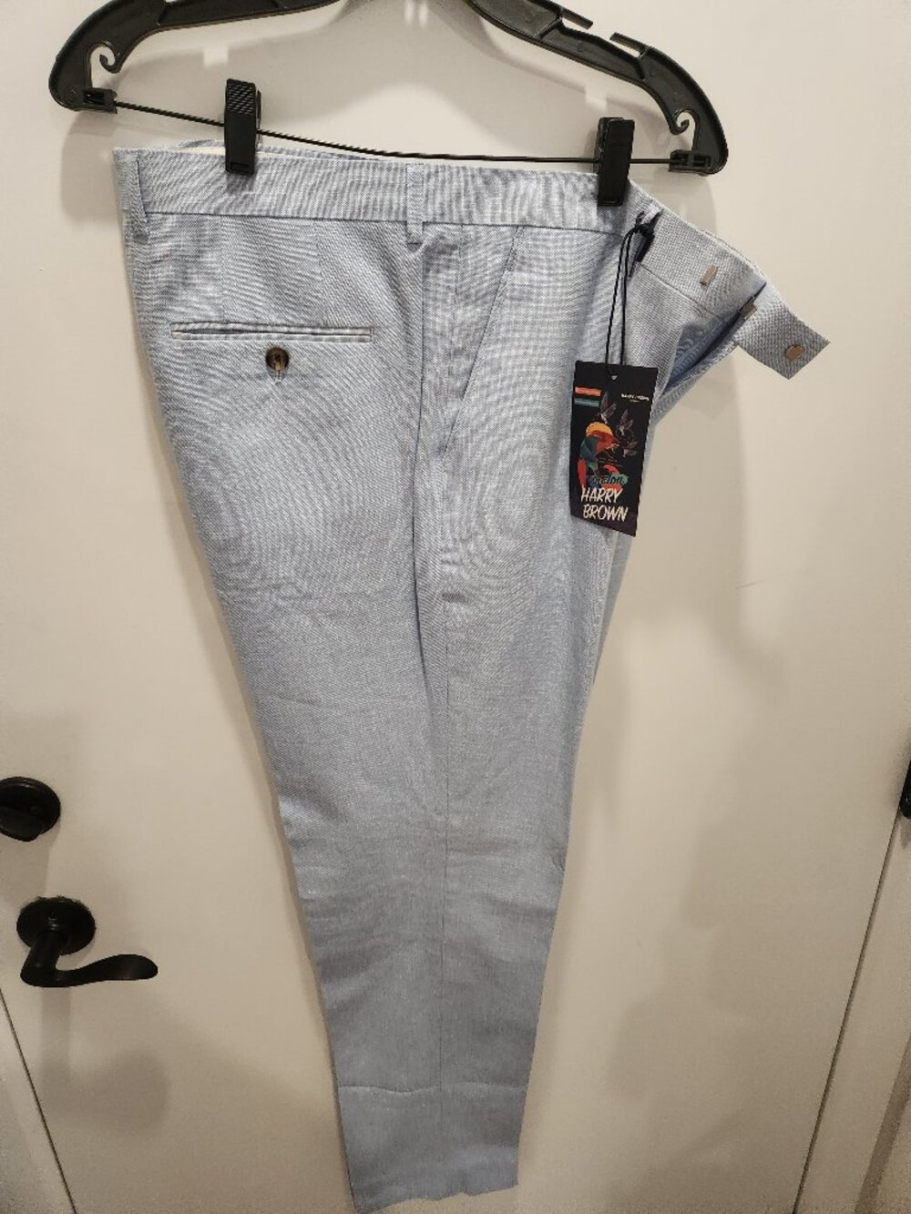 NWT Harry Brown London Slim Fit Linen Suit Trousers Pants 36/32 Blue